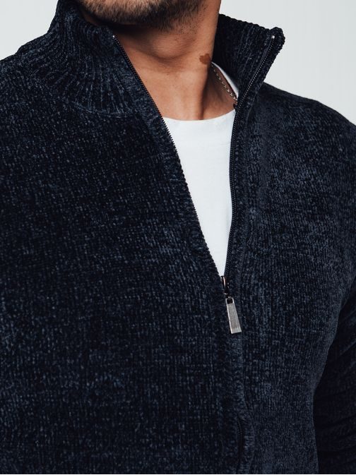 Kék férfi cipzáras pulóver