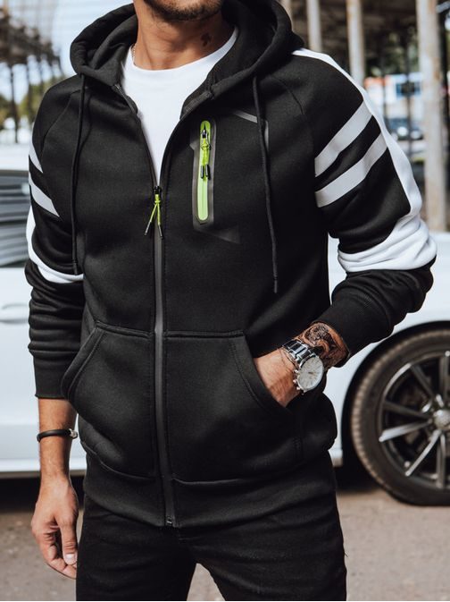 Trendi megjelenésű fekete kapucnis felső