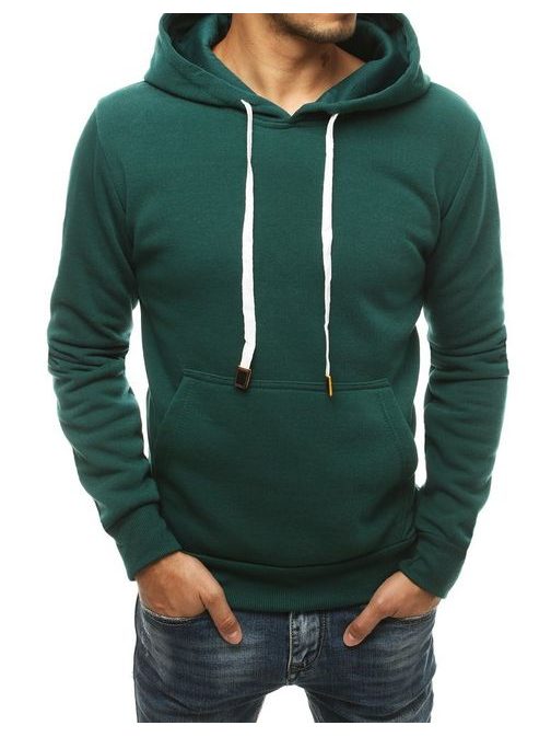 Egyszerű zöld kapucnis pulóver