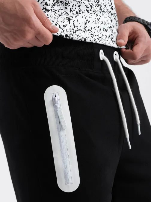 Stílusos fekete bermuda W239