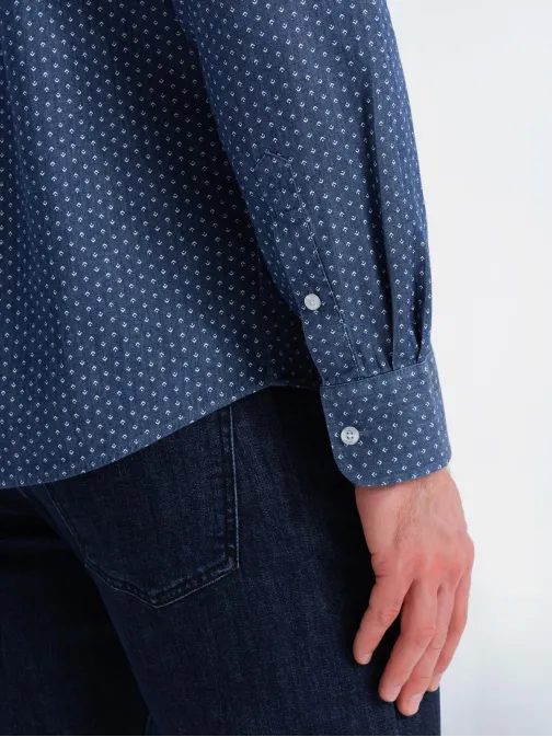 Sötétkék férfi ing finom mintával V2 SHDS-0179