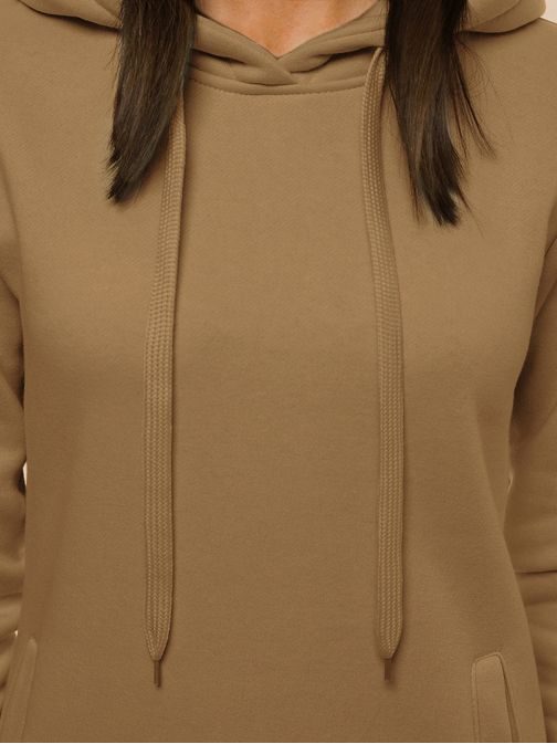 Különleges sötétbézs női pulóver kapucnival JS/YS10005/91