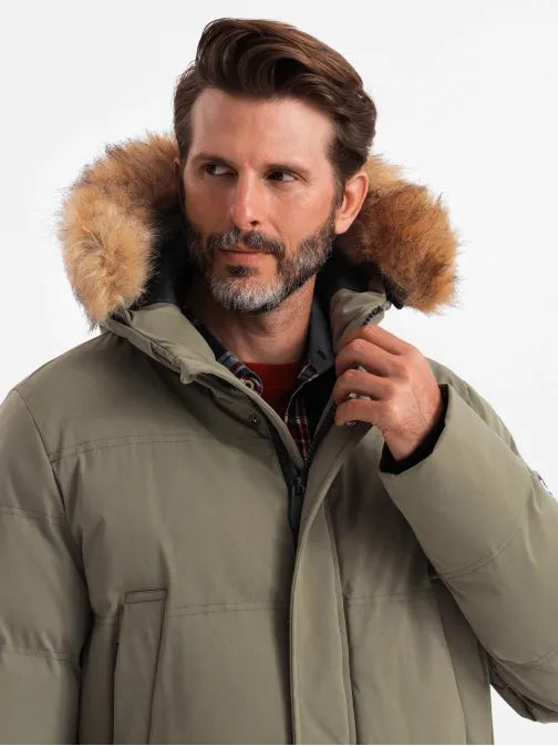 Modern oliva zöld téli parka kabát V4 JALJ-0184