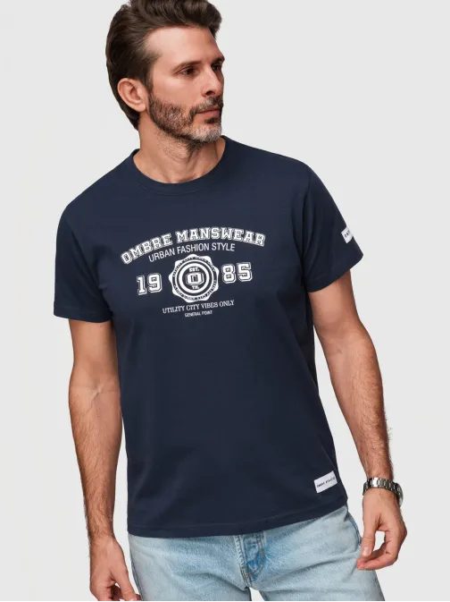 Érdekes kék póló nyomtatással v3 TSPT-0269