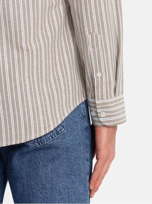 Bézs csíkos mintás ing V1 SHOS-0170