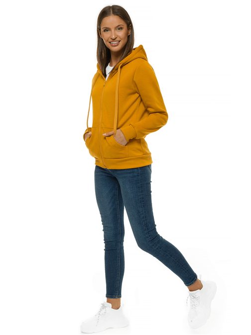 Kényelmes kamel színű női kapucnis pulóver JS/W03Z
