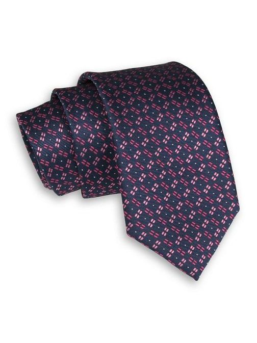 Sötétkék-rózsaszín mintás nyakkendő