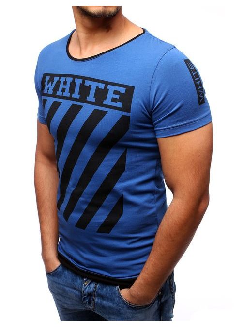 WHITE kék póló fekete felirattal