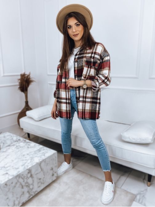 Színes női ing kabát piros árnyalatban California