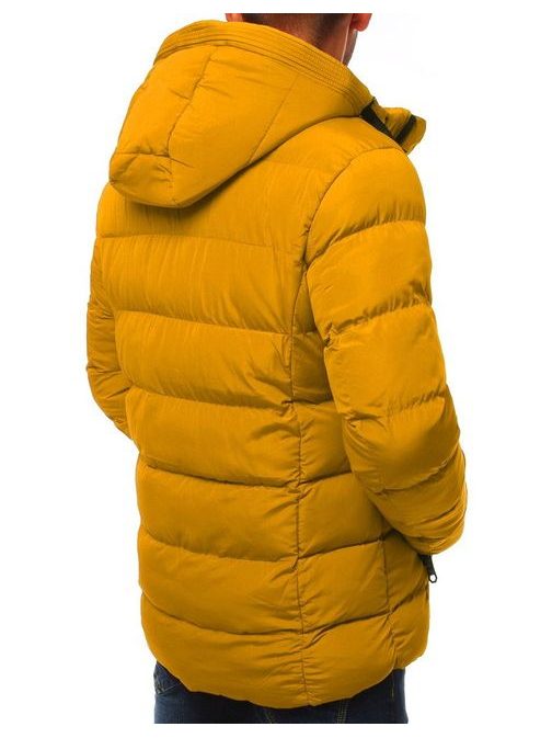 Vonzó okker sárga steppelt téli dzseki
