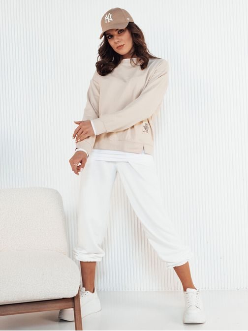 Kényelmes női bézs színű pulóver Basol