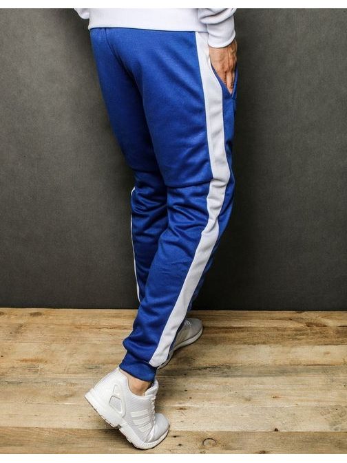 Kék trendi melegítő nadrág fehér csíkkal