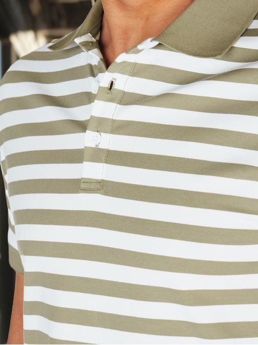 Divatos zöld férfi póló póló csíkos mintával