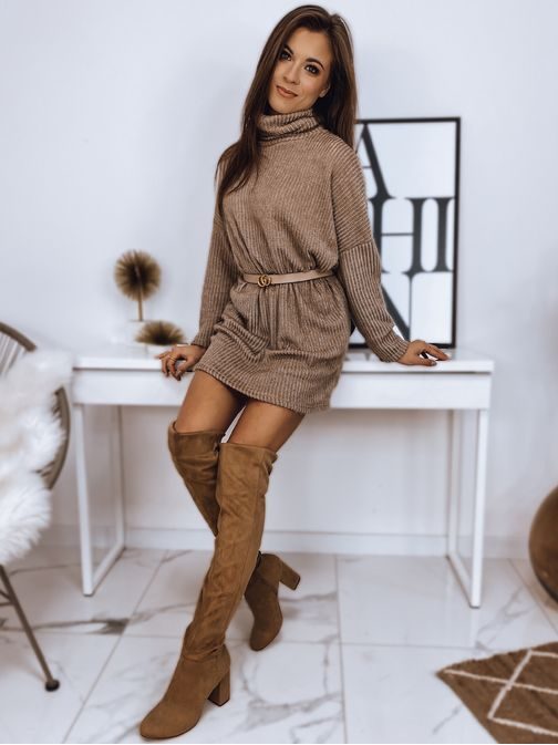 Hosszított latte színű női pulóver Rolly