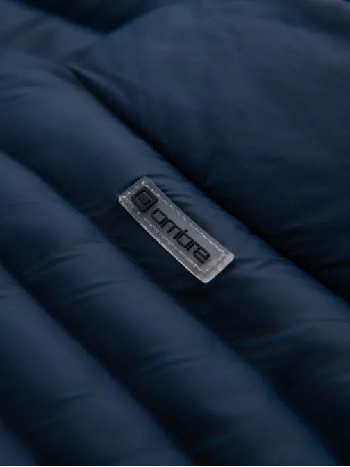 Egyedi kék steppelt kabát magas gallérral V1 JALP-0231