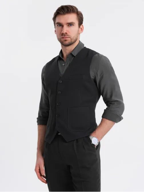 Elegáns fekete férfi mellény V1 BLZV-0146