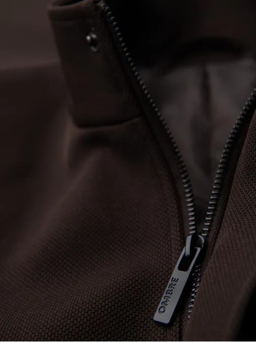 Barna férfi kabát, magas gallérral V5 COWC-0136