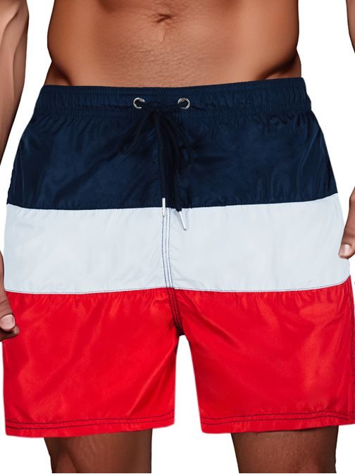 Háromszínű gránátvörös férfi fürdőruha