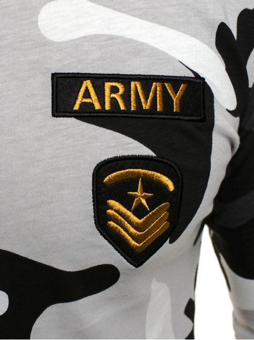Szürke terepmintás hosszú ujjú póló army címkével ATHLETIC 1086