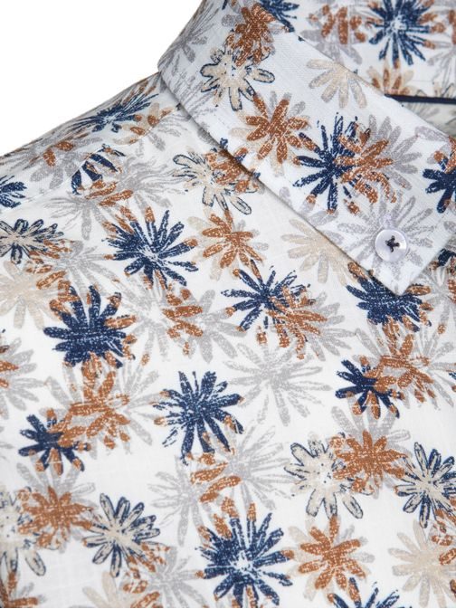 Virágos slim fit férfi ing fehér színben