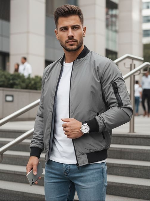 Trendi grafit szürke bomber dzseki