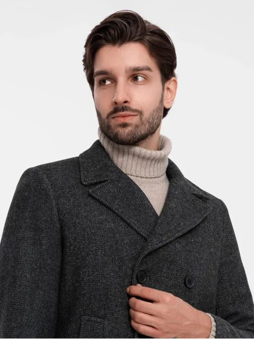 Divatos grafit férfi kabát érdekes szabással V1 COWC-0115