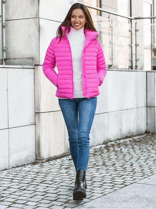 Egyszerű rózsaszín női kabát JS/M23063/4Z