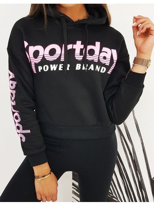 Eredeti fekete női kapucnis pulóver Sportday
