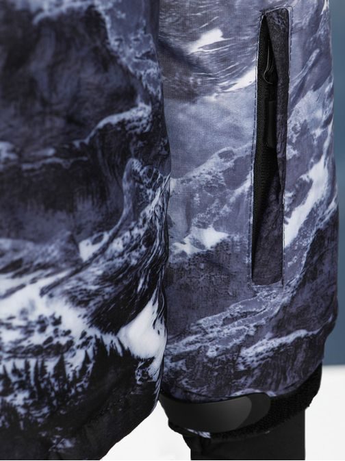 Egyedi fehér és kék nyomtatott téli kabát