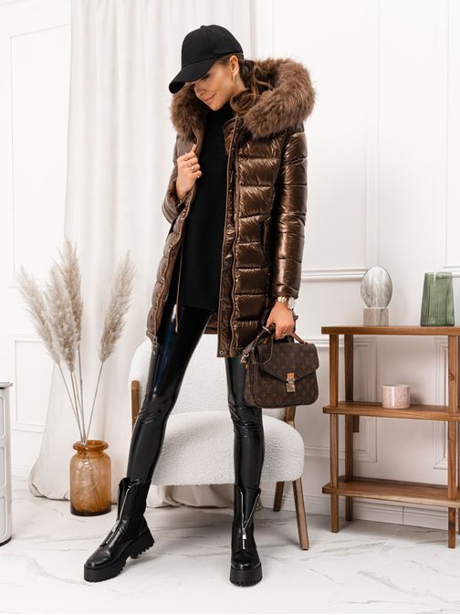 Barna kétoldalas női téli kabát CLR024