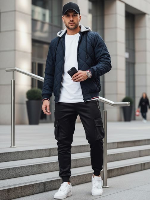 Modern steppelt kék bomber kabát