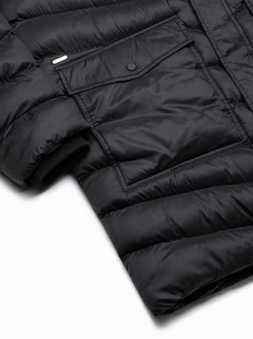 Fekete téli steppelt hosszú dzseki  C555