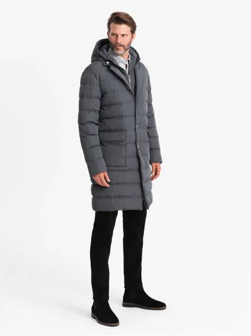 Modern grafit szürke steppelt kabát  V2 JALJ-0177