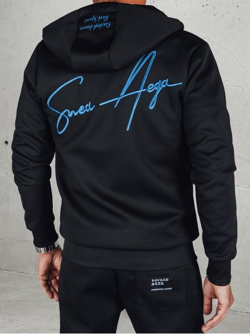 Modern fekete férfi tréningruha felirattal