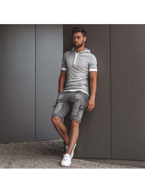 Divatos szürke kapucnis póló O/1273