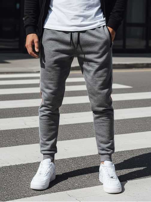 Trendi antracit szürke melegítő nadrág oldalsó csíkkal