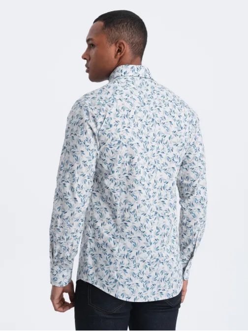 Szükrés kék virág mintás ing V2 SHPS-0163