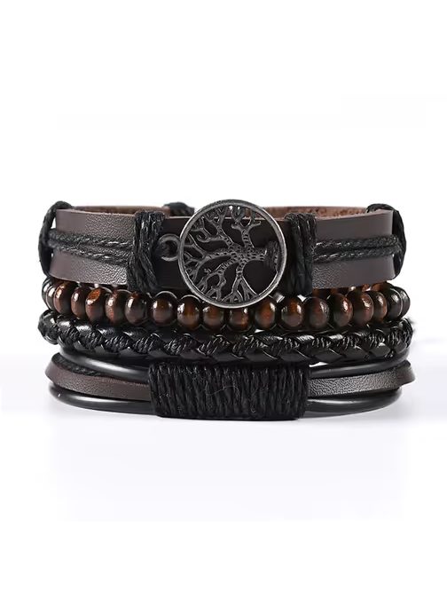 Barna kombinálható karkötő fával