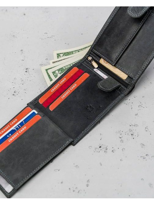 Fekete bőr pénztárca Wild