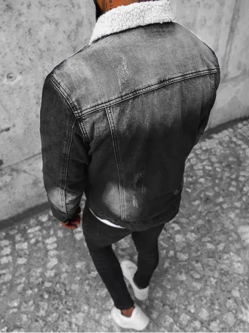 Fekete farmer dzseki szőrmés gallérral NB/MJ513N