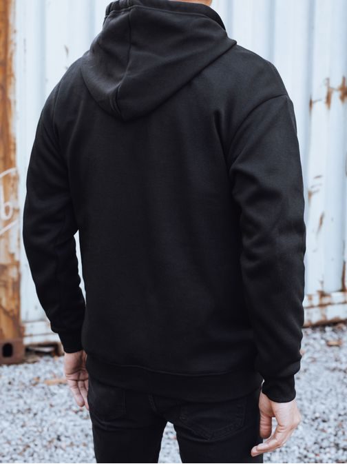 Menő fekete férfi kapucnis pulóver nyomtatással és kapucnival