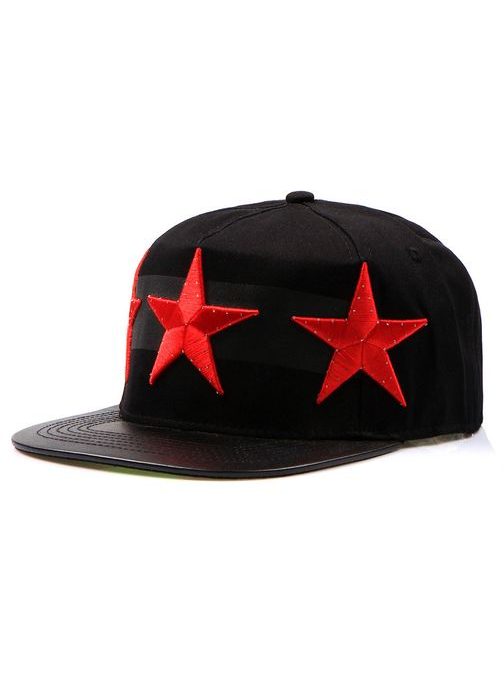 Stílusos fekete snapback piros csillagokkal