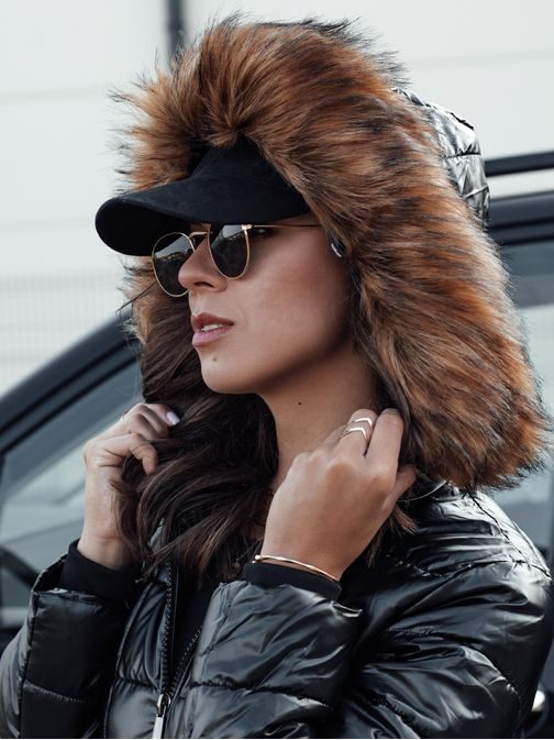 Steppelt fekete női téli kabát szőrmével  Winterzip