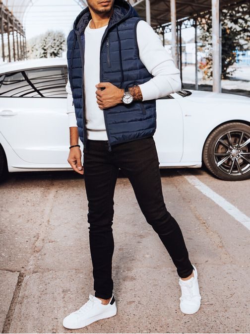 Egyszerű sötét kék mellény