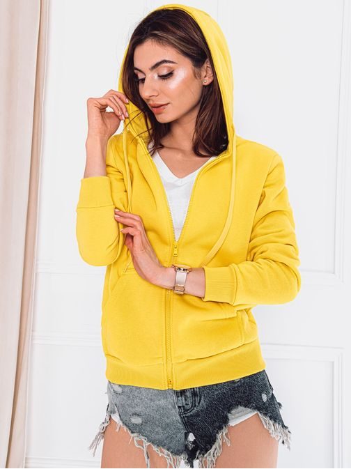 Kényelmes sárga női kapucnis pulóver TLR003