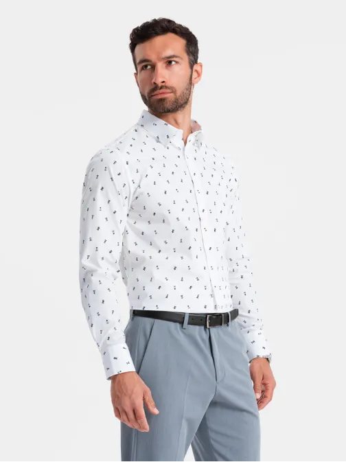 Fehér ing trendi mintával  V2 SHCS-0151