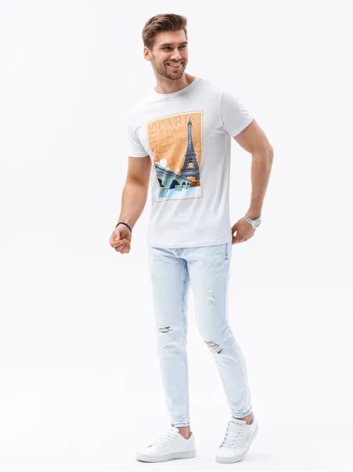 Trendi fehér póló Paris S1434 V-6A