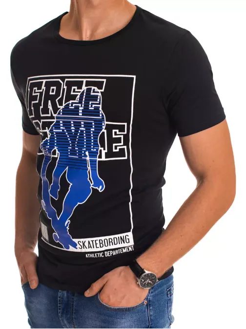 Trendi fekete póló lenyomattal Free Style