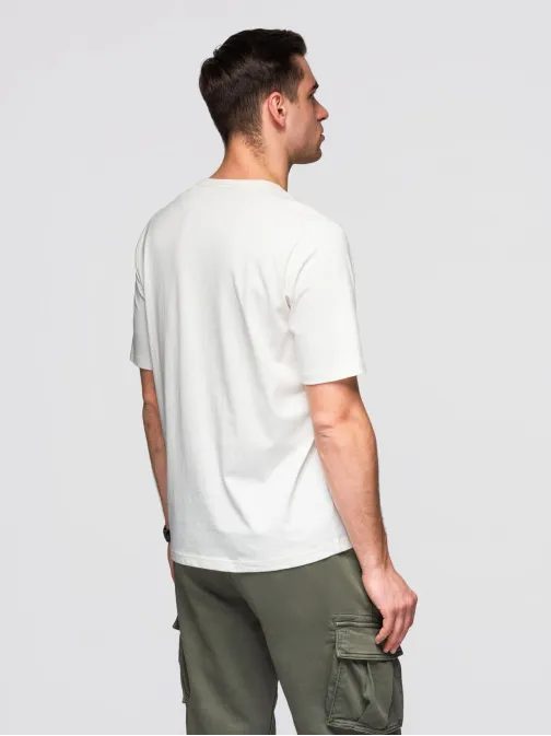 Fehér férfi póló modern nyomtatással V2 TSPT-0261