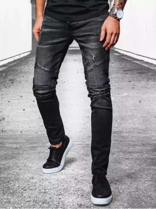 Szürke farmer nadrág érdekes varrással